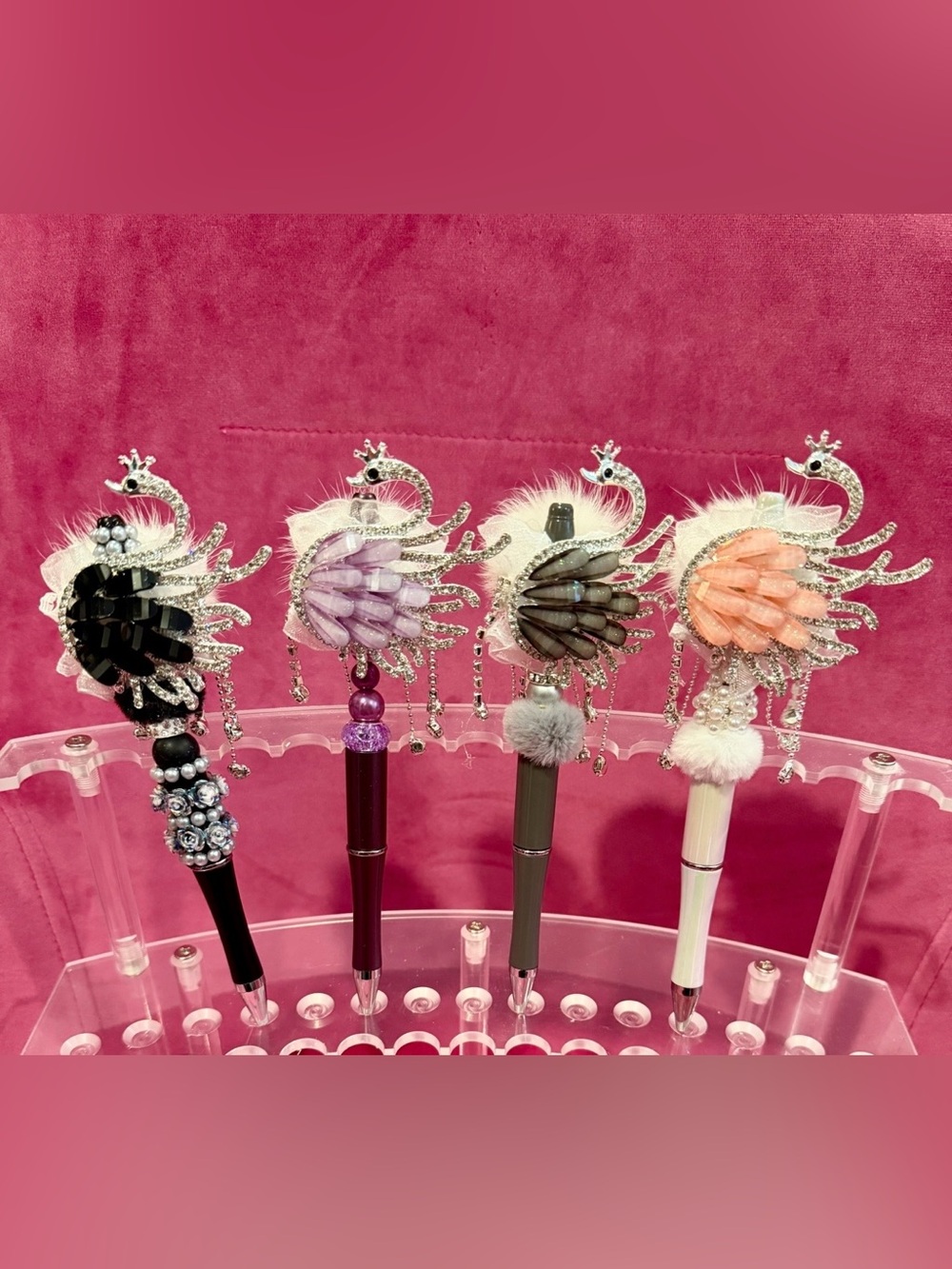 Decorative Swan Ballpoint Pen - Pink Accent